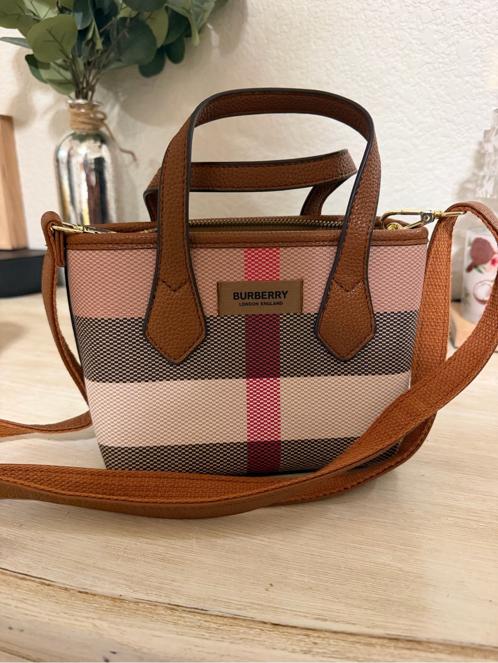Small Check Canvas Tote - Picture 2 of 4